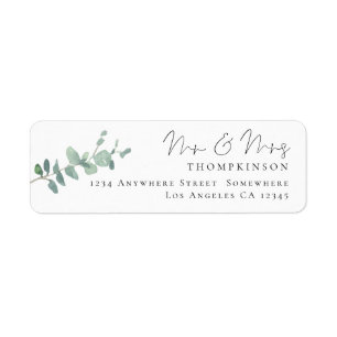 Watercolor Eucalyptus Wedding Return Name Address Label