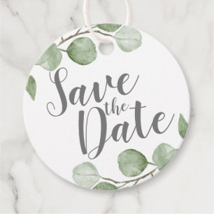 Watercolor Eucalyptus Wedding Save the Date Favour Tags