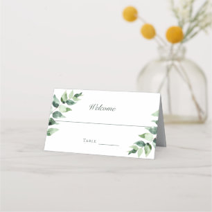 Watercolor Eucalyptus Wedding White Place Card