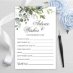 Watercolor Eucalyptus Wishes & Advice Card<br><div class="desc">Watercolor Eucalyptus Wishes & Advice Card.
Personalise with the bride to be's name and date of shower. 
For further customisation,  please click the "customise further" link. If you need help,  contact me please.</div>