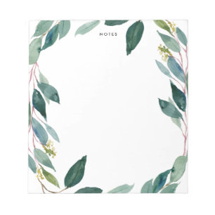 Watercolor Eucalyptus Wreath Personalised Notepad