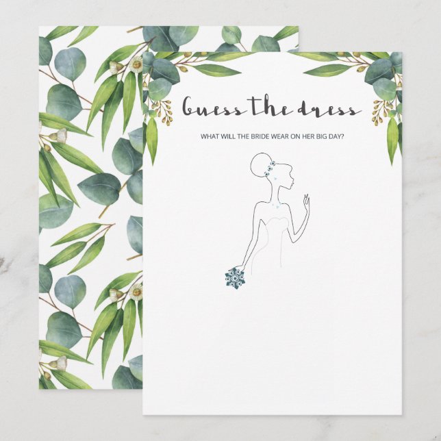 Watercolor Eucalyptus Wreath Wedding Dress Game (Front/Back)