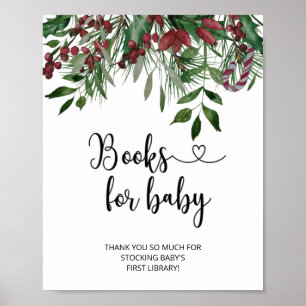 Watercolor evergreen floral books for baby poster