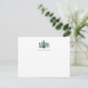 Watercolor Evergreen Trees Personalised Note Card