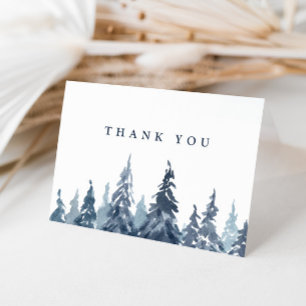 Watercolor Evergreen Trees Wedding Thank You