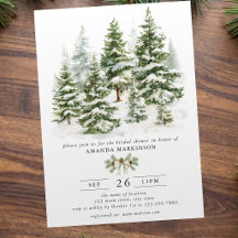 Watercolor Evergreen Winter Engagement Party