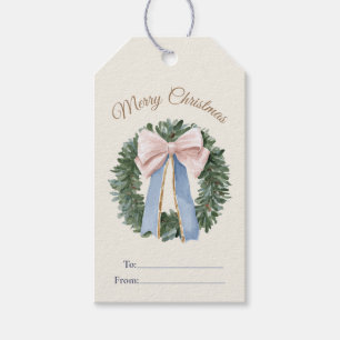 Watercolor Evergreen Wreath Christmas Gift Tags