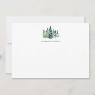 Watercolor Evergreens Personalised Note Card