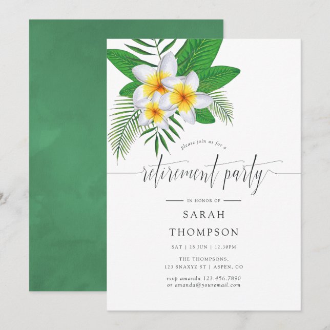 Watercolor Exotic Aloha Luau Retirement Party Invitation (Front/Back)