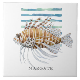 Watercolor Exotic FISH Beach Coastal MARGATE Ceramic Tile