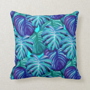 Watercolor Exotic Leaves Cushion