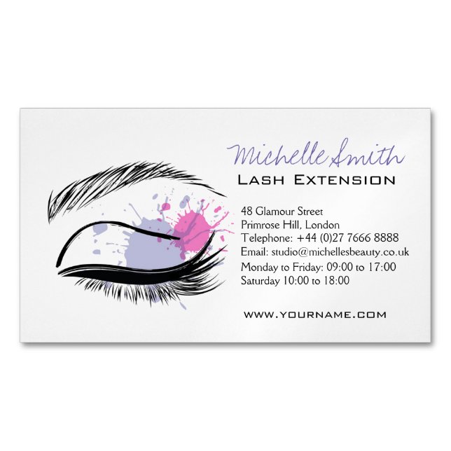 Watercolor eye eyelashes Lash extension icon Magnetic Business Card (Front)