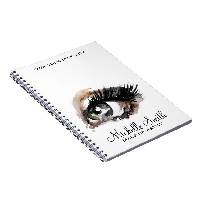 Watercolor eyes lash extension makeup branding notebook (Right Side)
