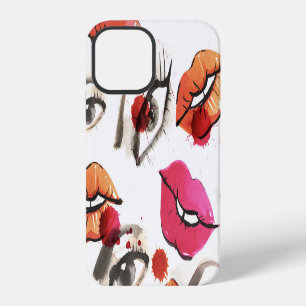 Watercolor Eyes & Lips Pattern iPhone 12 Case