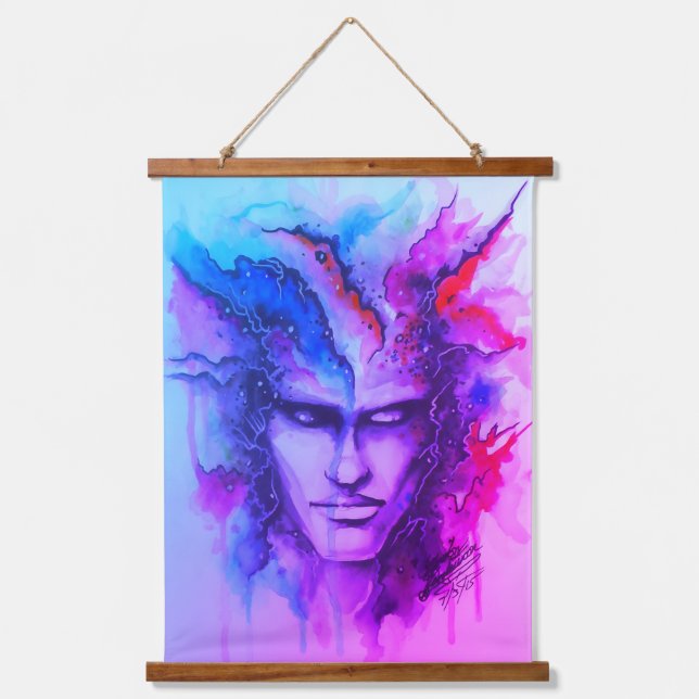 Watercolor Face Hanging Tapestry (Front)