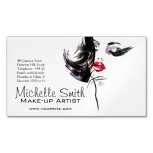 Watercolor face makeup artist branding 	Magnetic business card