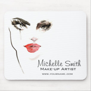 Watercolor face makeup artist branding mouse pad
