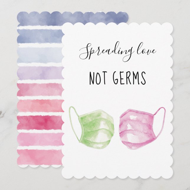 Watercolor Face Mask Valentine's day Holiday Card (Front/Back)