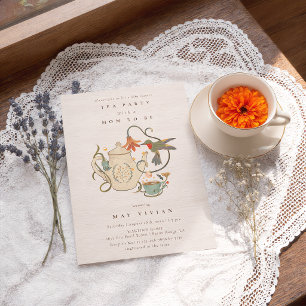 Watercolor Faecore floral Tea Party Baby Shower Invitation