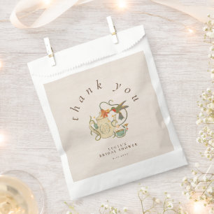 Watercolor Faecore floral Tea Party Bridal Shower Favour Bag