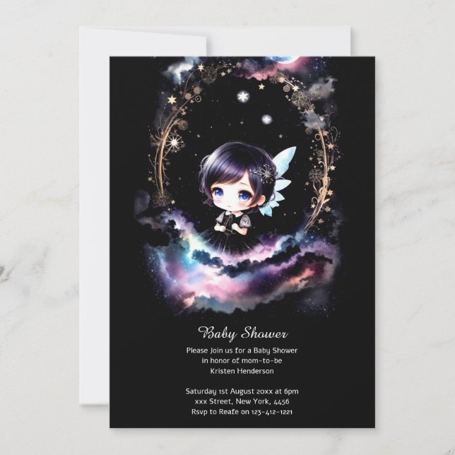 Watercolor Fairy Baby Shower Invitation (Front)