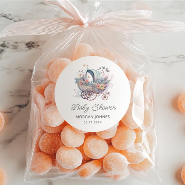 Watercolor Fairy Baby Stroller Shower Classic Round Sticker (Creator Uploaded)