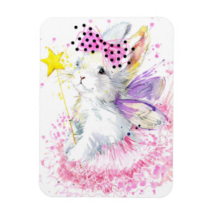 Watercolor Fairy Bunny Magnet