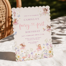 Watercolor Fairy First Birthday Invitation