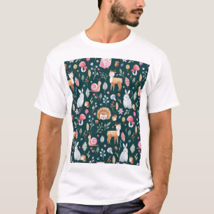 Watercolor Fairy Forest Children's Pattern T-Shirt