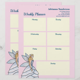 Watercolor Fairy Princess Fashion Weekly Planner Custom Letterhead