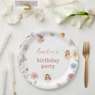 Watercolor Fairy Wildflower Girls Birthday Decor Paper Plate