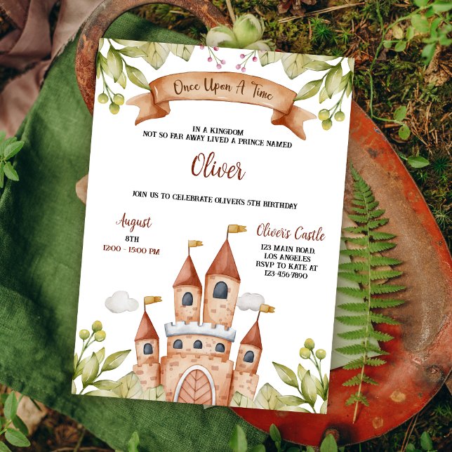 Watercolor Fairytale Castle Kids Birthday Party Invitation (Creator Uploaded)