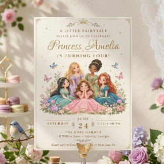 Watercolor Fairytale Princess Birthday Invitation