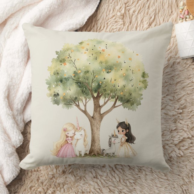Watercolor Fairytale Princess Whimsical Cushion (Blanket)