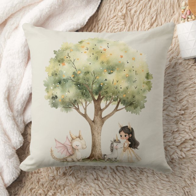 Watercolor Fairytale Princess Whimsical Cushion (Blanket)