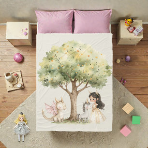Watercolor Fairytale Princess Whimsical Fleece Blanket