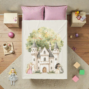 Watercolor Fairytale Princess Whimsical Fleece Blanket