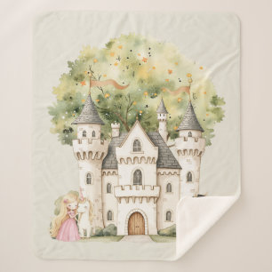 Watercolor Fairytale Princess Whimsical Sherpa Blanket