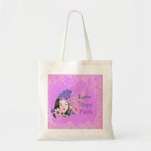 watercolor faith hope love tote bag