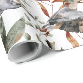 Watercolor Fall Autumn Foliage Mallard Duck Geese Wrapping Paper (Roll Corner)