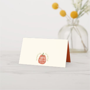 Watercolor Fall Autumn   Happy Thanksgiving Place Card