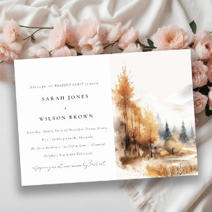 Watercolor Fall Autumn Landscape Weekend Party Invitation