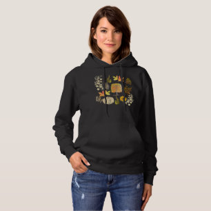 Watercolor Fall Autumn Pumpkin Leaves Floral Hoodie