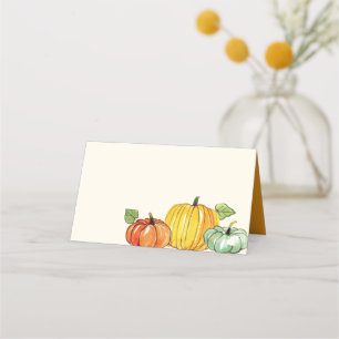 Watercolor Fall Autumn Thanksgiving Pumpkin Place Card