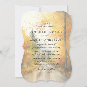 Watercolor Fall Autumn Tree Forest Wedding Invitation