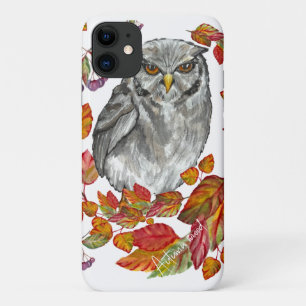Watercolor fall beautiful owl and leave uncommon i iPhone 11 case