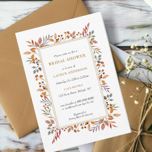 Watercolor Fall Botanical frame Bridal shower  Announcement