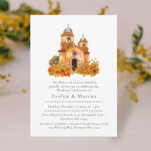 Watercolor Fall Cristian Chapel Wedding Invitation