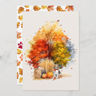 Watercolor Fall Dog Design- Beagle Card