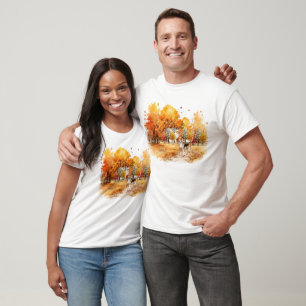 Watercolor Fall Dog Design- Beagle T-Shirt